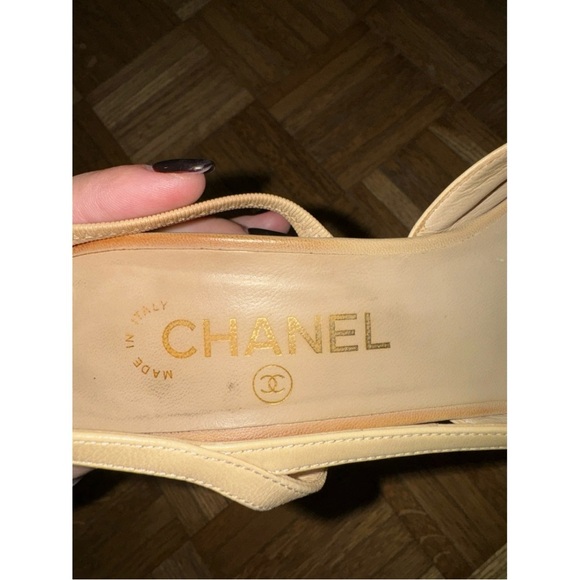 Chanel SLINGBACKS Goatskin & Grosgrain Beige & Black - Picture 7 of 11